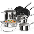 Whole Tri-ply 18/10 Stainless Steel Pot and Pan Set (10 Piece), Copper Pots and Pans Set with Stainless Steel Lid, Induction