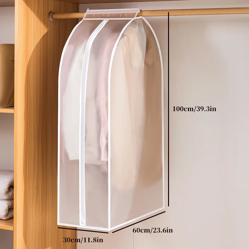 1PC Clear Hanging Garment Bag For Closet Organizer, Bottom Closed Garment Rack Cover, Extra Large Sealed Wardrobe Clothes Protec