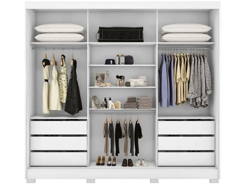 Wardrobe Couple with Mirror 3 Sliding Doors 6 Drawers Demóbile London